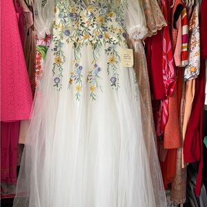 JessaKae Floral Embroidered Wedding Dress - White and Multicolor